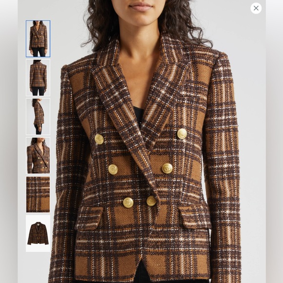 Jackets & Blazers - Lagence Brown Plaid Double-Breasted Women's Blazer